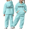 thumbnail image 1 of WOYY Girl's Casual Tracksuits Letter Print Hoodie Sweatpants Outfits Fashion Kids Clothes, Sizes 2-13, 1 of 6