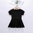 thumbnail image 1 of WOYY Girl's Cotton Short Sleeve Play Dress Solid Color Summer Casual Dress, Sizes 12M-5T, 1 of 2