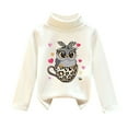 thumbnail image 1 of WOYY Girl's High Neck Pullover Sweatshirt Cute Cartoon Owl Print T-Shirt, 1 of 2