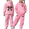 thumbnail image 1 of WOYY Girl's Outfits Cute Bow Hoodie Sweatpants Casual Tracksuit, Sizes 2-13, 1 of 6