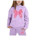 thumbnail image 1 of WOYY Girl's Sweatsuits Soft Bow Hoodie Sweatpants Set Jogger Pants Outfits, Sizes 2-13, 1 of 3