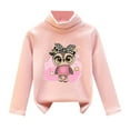 thumbnail image 1 of WOYY Girl's Turtleneck Sweatshirt Cute Cartoon Owl Print Pullover T Shirt, 1 of 2