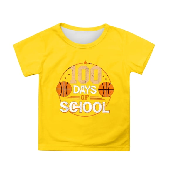 WOYY Girls 100 Days Of School Shirt Graphic Tee Casual Short Sleeve T-Shirt, Sizes 5-6