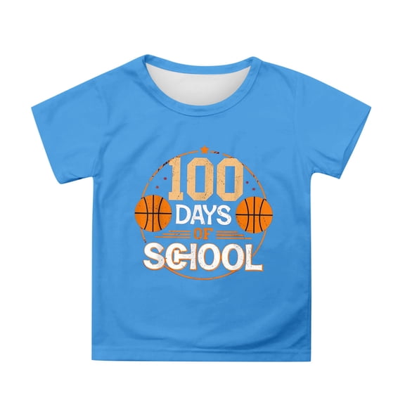WOYY Girls 100 Days Of School Shirt Graphic Tee Casual Short Sleeve T-Shirt, Sizes 5-6