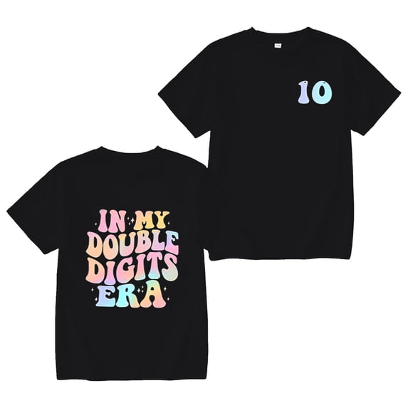 WOYY Girls 10Th Birthday T-Shirt Loose Short Sleeve Crewneck T Shirt, Black, Sizes 1-10