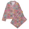 thumbnail image 1 of WOYY Girls 2-Piece Pajamas Bow Print Long Sleeve Button Front Top Pants PJ Set, Sizes 3-14, 1 of 4