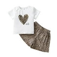 thumbnail image 1 of WOYY Girls 2 Piece Summer Outfits Short Sleeve Graphic T-Shirt Leopard Shorts Set, 1 of 7