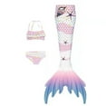 thumbnail image 1 of WOYY Girls 3-Piece Swimsuit Performance Ruffle Bikinis Fish Tail Bathing Suit, Sizes 4-9, 1 of 5