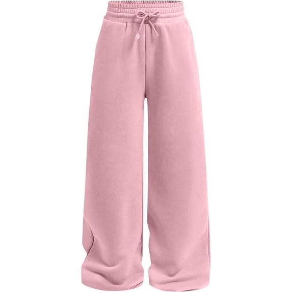 WOYY Girls Athletic Pants High Waisted Straight Sweatpants Casual Sports Trousers