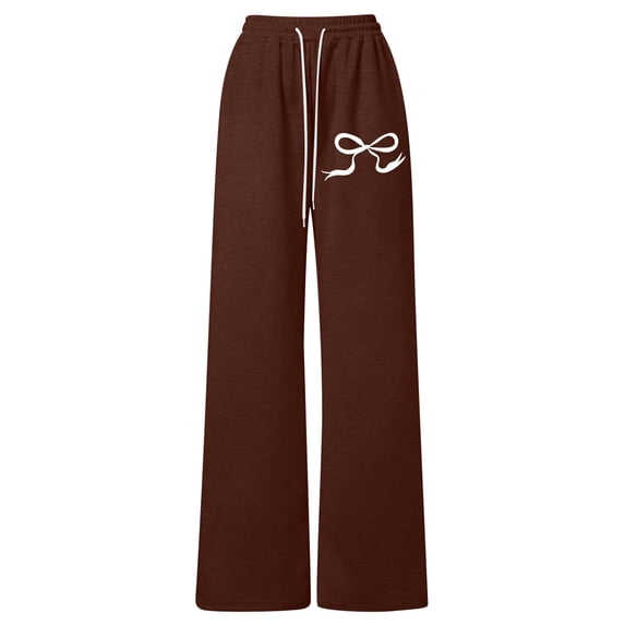 WOYY Girls Athletic Wide Leg Sweatpants Cute Bow Casual Baggy Jogger Pants, Sizes 4-13