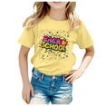 thumbnail image 1 of WOYY Girls Back To School Tshirt Letter Print Short Sleeve Crewneck T Shirt, Yellow, Sizes 3-12, 1 of 6