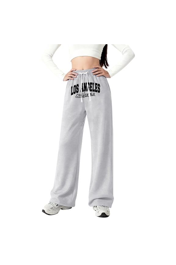 Girls Baggy Sweatpants Los Angeles Print Straight Leg Joggers, Sizes 4-5T