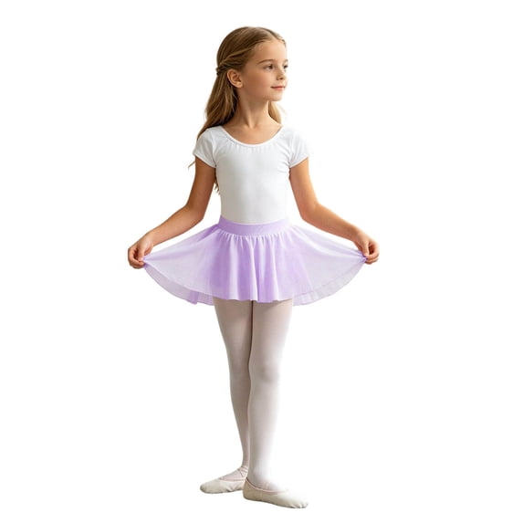 WOYY Girls Ballet Dance Lightweight Skirt with Elastic Waist Chiffon Mini Skirt