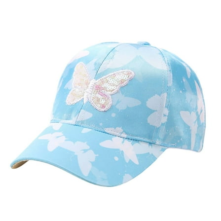 WOYY Girls Baseball Cap Butterfly Print Outdoor Snapback Hat Cotton Breathable Sun Hat