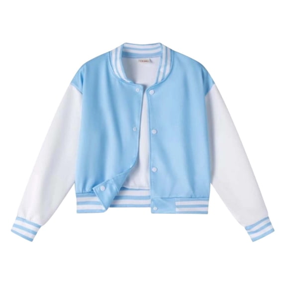 WOYY Girls Baseball Jacket Casual Varsity Sweatshirt Bomber Jacket with Snap, Sizes 3-14