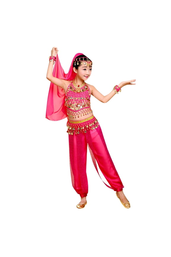 Girls Belly Dance Co_stume Outfits for Dance Stage Performance Fashion Kids Clothes, Sizes 3-12