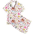 thumbnail image 1 of WOYY Girls Birthday Pajamas Short Sleeve Button Down Top Shorts Loungewear Set, Sizes 2-13, 1 of 3