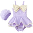 thumbnail image 1 of WOYY Girls Bow Swim Dress Princess One-Piece Swimsuit with Swimming Cap Bathing Suit, Sizes 2-10, 1 of 8