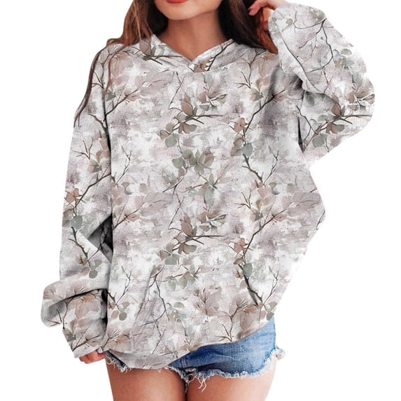 WOYY Girls Camo Hoodie Kangaroo Pocket Hooded Sweatshirt Long Sleeve Pullover, Sizes 2-12