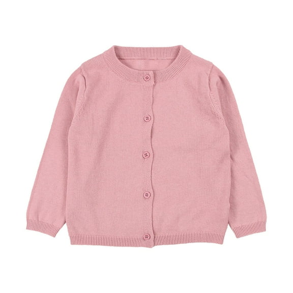 WOYY Girls Cardigan Sweater Casual Crewneck Jacket Top Cotton Button Knitwear