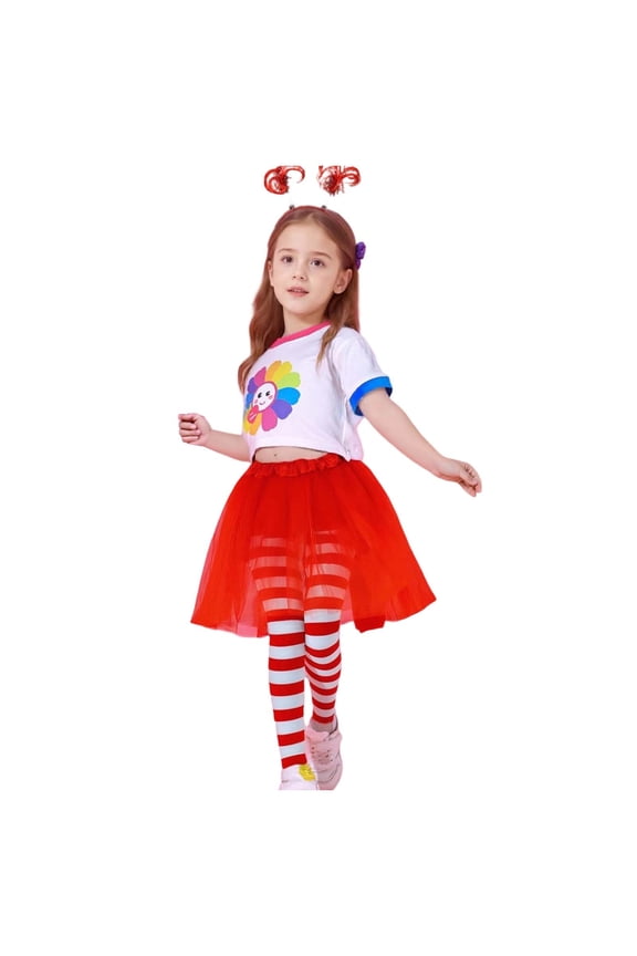 Girls Carnival Party Mesh Tutu Skirt Headband Stockings Outfits, Sizes One Size