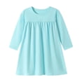 thumbnail image 1 of WOYY Girls Casual Long Sleeve Dress Fall Solid Round Neck Soft A Line Dress, Sizes 2-8, 1 of 4