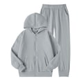 thumbnail image 1 of WOYY Girls Casual Solid Fleece Lined Zip Up Hoodie Sweatpants Outfits, Sizes 11-12, 1 of 3