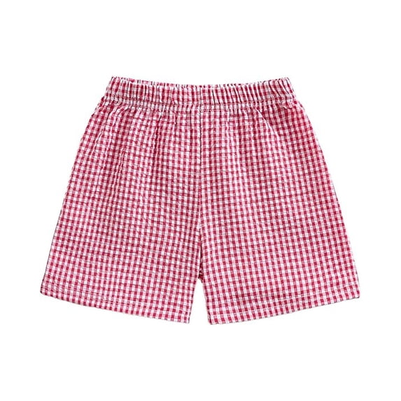 WOYY Girls Checkered Shorts Kids Summer Casual Pull On Gingham Plaid Shorts, Sizes 9M-3T