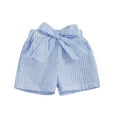 thumbnail image 1 of WOYY Girls Checkered Shorts Summer Lightweight Bow Pull On Gingham Shorts, Sizes 9M-3T, 1 of 2