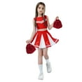 thumbnail image 1 of WOYY Girls Cheerleading Outfits Stage Performance Sleeveless Crop Top Skirt Socks Pom-Pom 4Pcs Set Kids Clothing Sets, Sizes 7-8, 1 of 4