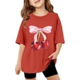 thumbnail image 1 of WOYY Girls Cherry Print Short Sleeve T Shirt Lightweight Summer Casual T-Shirt, Sizes 9-10, 1 of 3