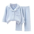 thumbnail image 1 of WOYY Girls Cotton Pajama Sets Long Sleeve Button Down Shirt Pants Sleepwear, Sizes 1-7, 1 of 5