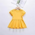 thumbnail image 1 of WOYY Girls Cotton Short Sleeve Play Dress Solid Color Summer Casual Dress, Sizes 12M-5T, 1 of 2