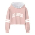 thumbnail image 1 of WOYY Girls Cropped Hoodie Casual Athletic Los Angeles Long Sleeve Sweatshirt, Pink, Sizes 3-12, 1 of 3