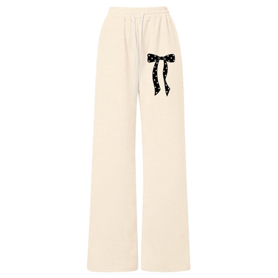 WOYY Girls Cute Bow Sweatpants Straight Leg Baggy Pants Athletic Trousers, Sizes 4-5T