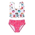 thumbnail image 1 of WOYY Girls Cute Ruffle Bikini Swimsuit Donut Print Bathing Suit, 2-Piece, Sizes 4-8, 1 of 5