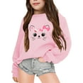 thumbnail image 1 of WOYY Girls Cute Sweatshirt Kids Casual Cat Print Crewneck Pullover Top, Pink, Size 3-14, 1 of 5