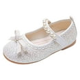 thumbnail image 1 of WOYY Girls Dress Shoes Closed-Toe Pearl Glitter Flat Princess Sandals, 1 of 8