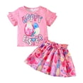 thumbnail image 1 of WOYY Girls Easter Outfits Cute Rabbit Eggs Print Short Sleeve T-Shirt Skirt Set, Sizes 1-2, 1 of 8