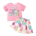 thumbnail image 1 of WOYY Girls Easter Outfits Cute Ruffle Short Sleeve Crew Neck T-Shirt Skirt Set, Sizes 3-4, 1 of 8