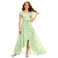thumbnail image 1 of WOYY Girls Elegant Square Neck Floral Dress Party Ruffle Swing Maxi Dresses, Green, Sizes 5-14, 1 of 3