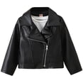 thumbnail image 1 of WOYY Girls Fashion Pu Leather Jacket Windproof Zipper Leather Coat Outerwear, Sizes 2-3, 1 of 8