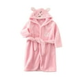 thumbnail image 1 of WOYY Girls Flannel Hooded Bathrobe Kids Cute Tiger Long Sleeve Sleepwear Robe, Sizes 1-8, 1 of 3