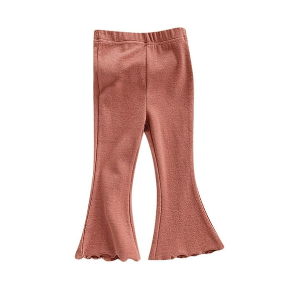 WOYY Girls Flared Pants Stretch Elastic Waist Trousers Casual Solid Color Pants