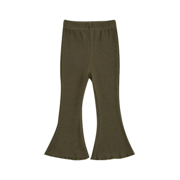 WOYY Girls Flared Pants Stretch Elastic Waist Trousers Casual Solid Color Pants