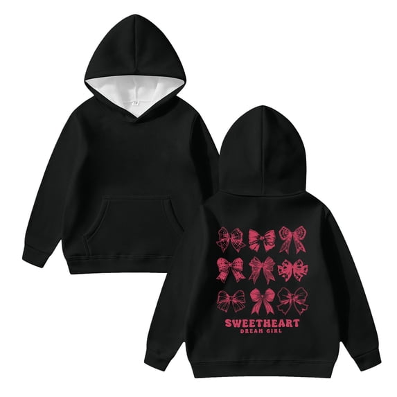 WOYY Girls Hooded Sweatshirt Casual Cute Print Pullover Hoodie for Kids, Sizes 3-13