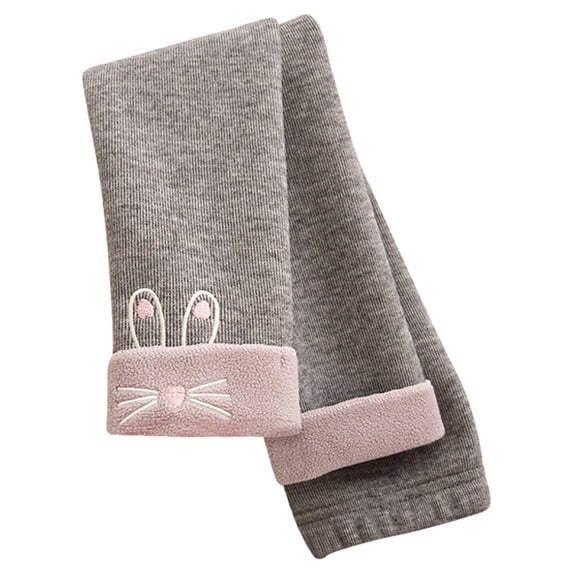WOYY Girls Thermal Leggings Winter Cute Bunny Stretch Tights, Sizes 6-7