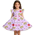 thumbnail image 1 of WOYY Girls Flutter Sleeves Cute Dress Cartoon Graphic Print School Dresses, Sizes 1-12, 1 of 5