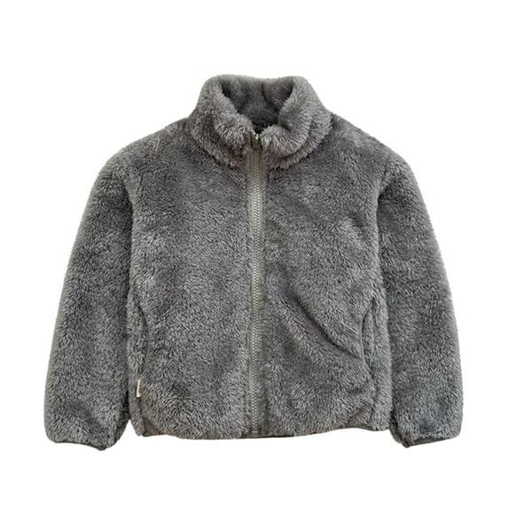 WOYY Girls Fur Jacket Winter Thicken Coat Warm Full-Zip Outerwear
