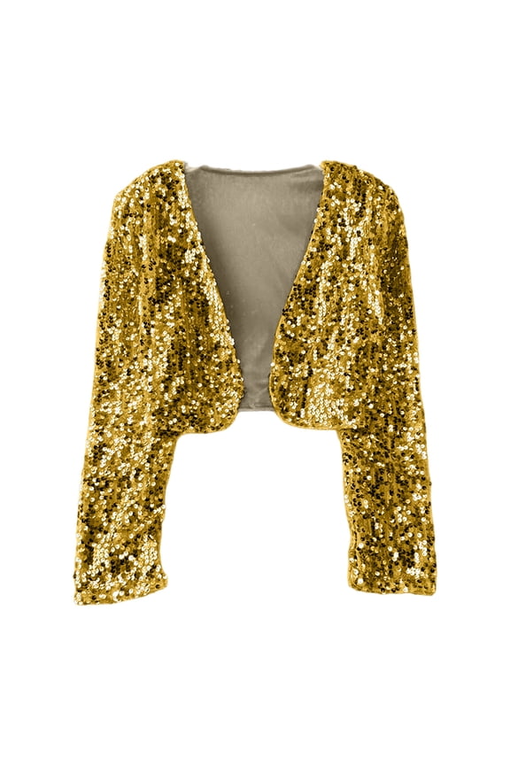 Girls Glitter Sequin Cardigan Coat Long Sleeve Party Jacket Shirt, Sizes 11-12